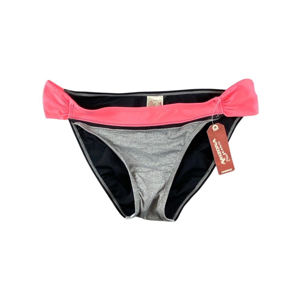 Arizona Jean Womens XL Neon Pink Grey Black Colorblock Bikini Bottom AZ-01-593-A